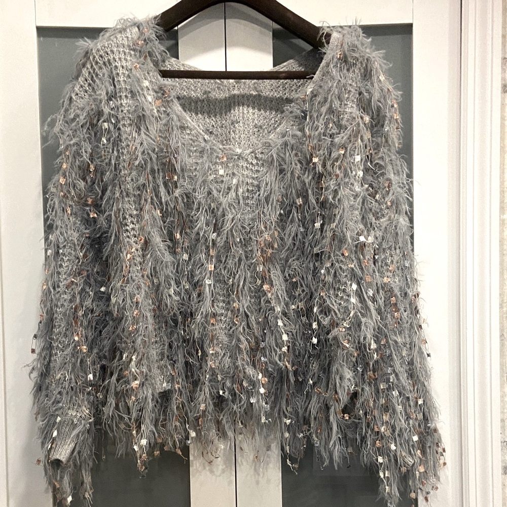 Gray Fuzzy Women's Sweater